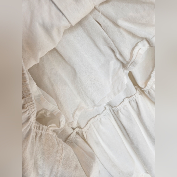 Forever 21 Cream Button-Down Tie-Strap Linen Blend Midi Dress S - Picture 4 of 4